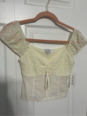 La Hearts Cream Lace Corset Crop Top
